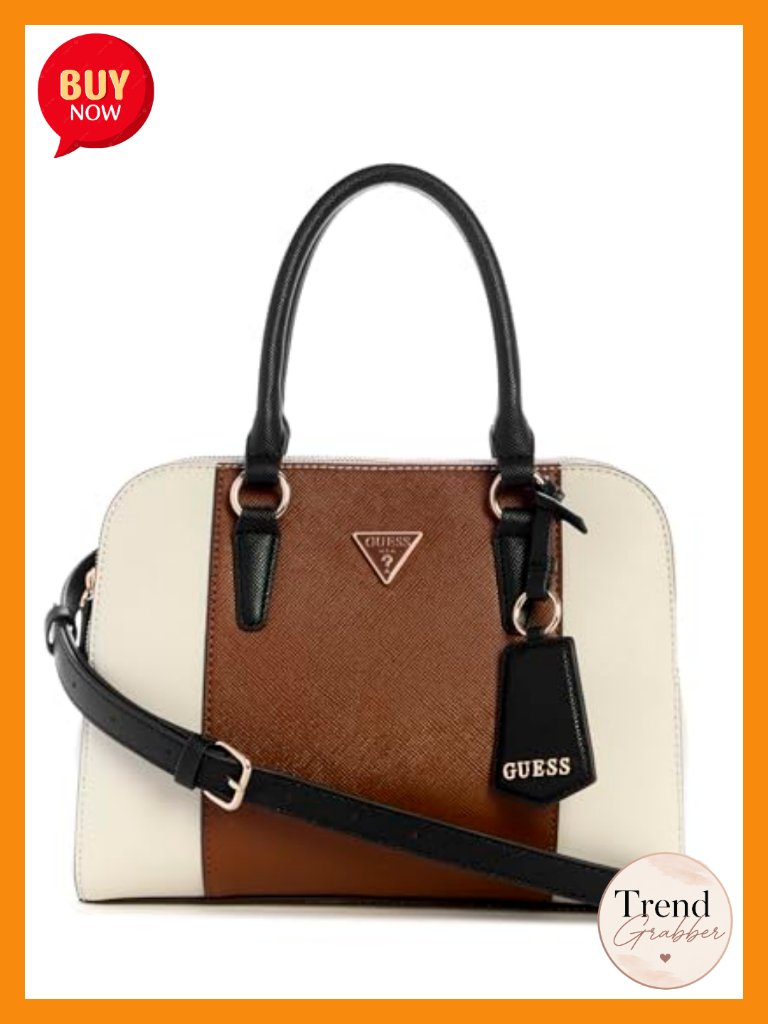 Satchel Handbag With Interior Zip Pocket And Silver Hardware